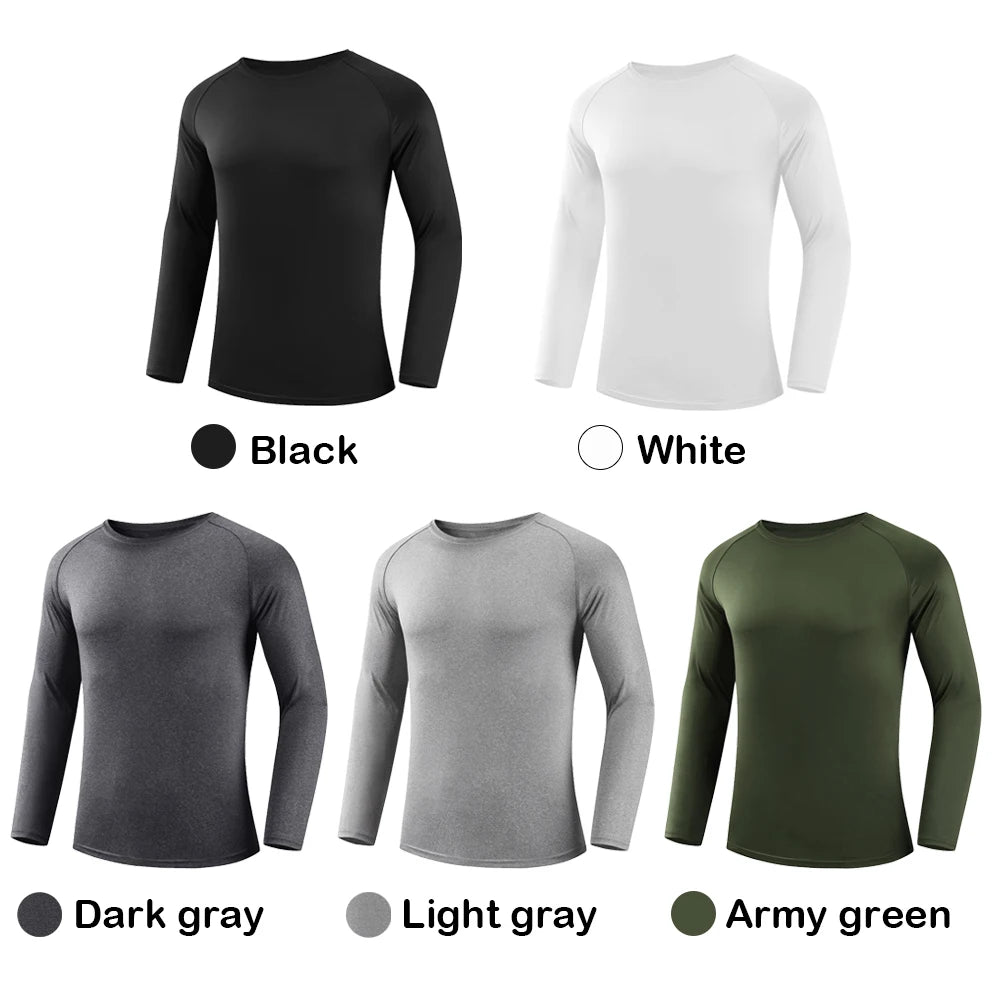 High Elastic Solid Color Long-Sleeved Gym T Shirt for Men