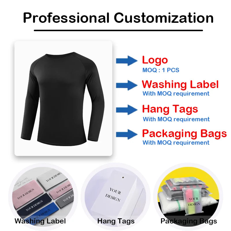 High Elastic Solid Color Long-Sleeved Gym T Shirt for Men