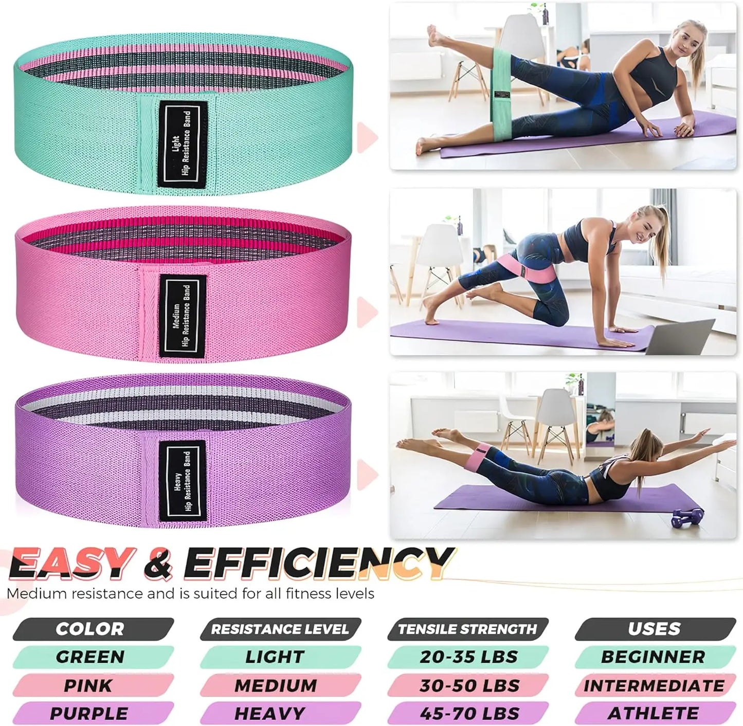 Fabric Resistance Hip Booty Bands Glute Thigh Elastic Workout Bands Squat Circle Stretch Fitness Strips Loops Yoga Gym Equipment